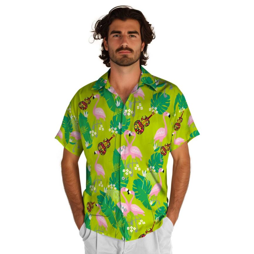 Ukulele Flamingo Leaf Hawaiian Shirt New Arrival
