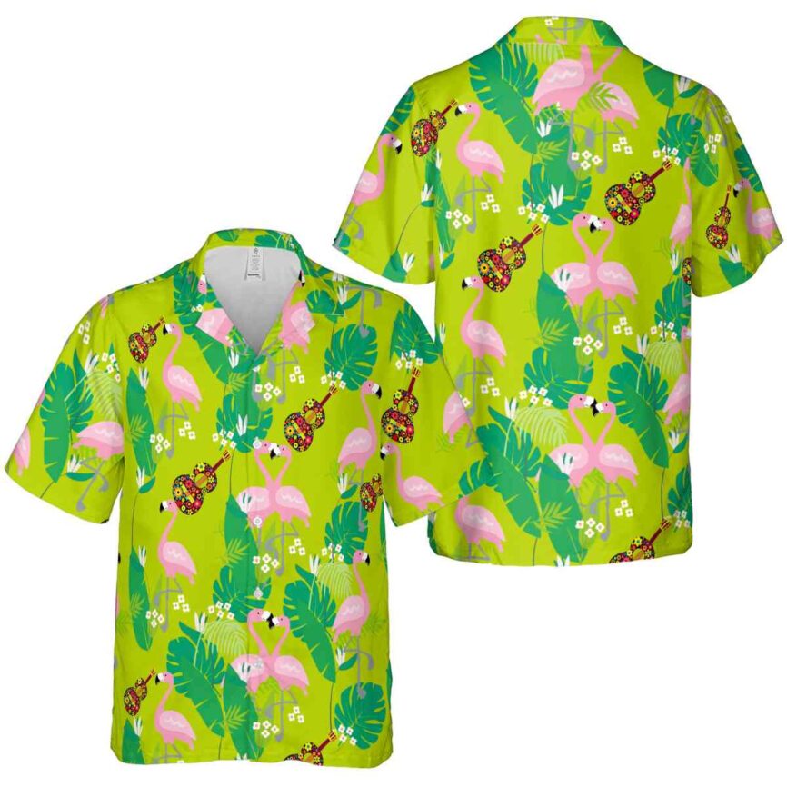 Ukulele Flamingo Leaf Hawaiian Shirt Premium grade