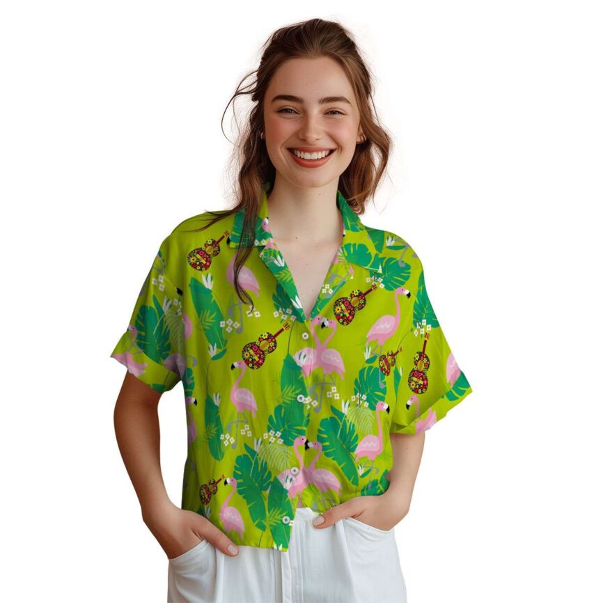 Ukulele Flamingo Leaf Hawaiian Shirt Top rated