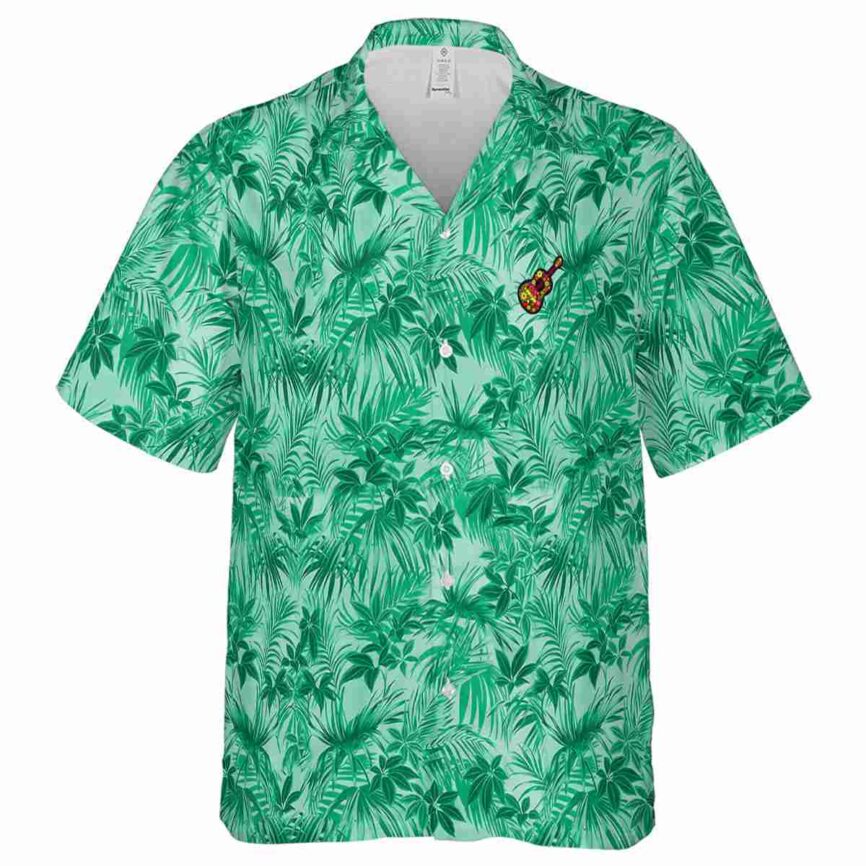 Ukulele Foliage Print Hawaiian Shirt Fashion forward