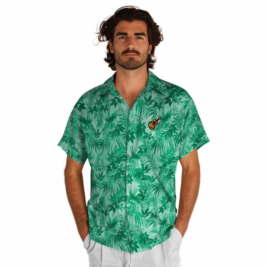 Ukulele Foliage Print Hawaiian Shirt New Arrival