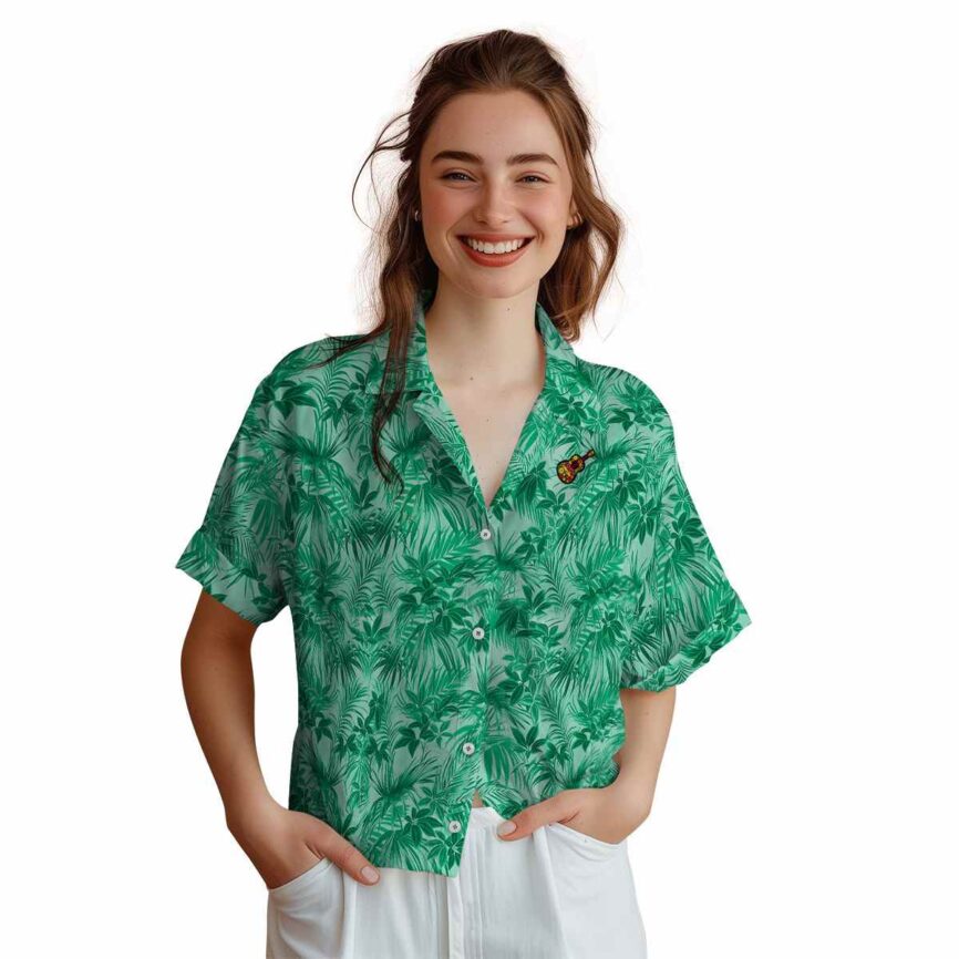 Ukulele Foliage Print Hawaiian Shirt Top rated
