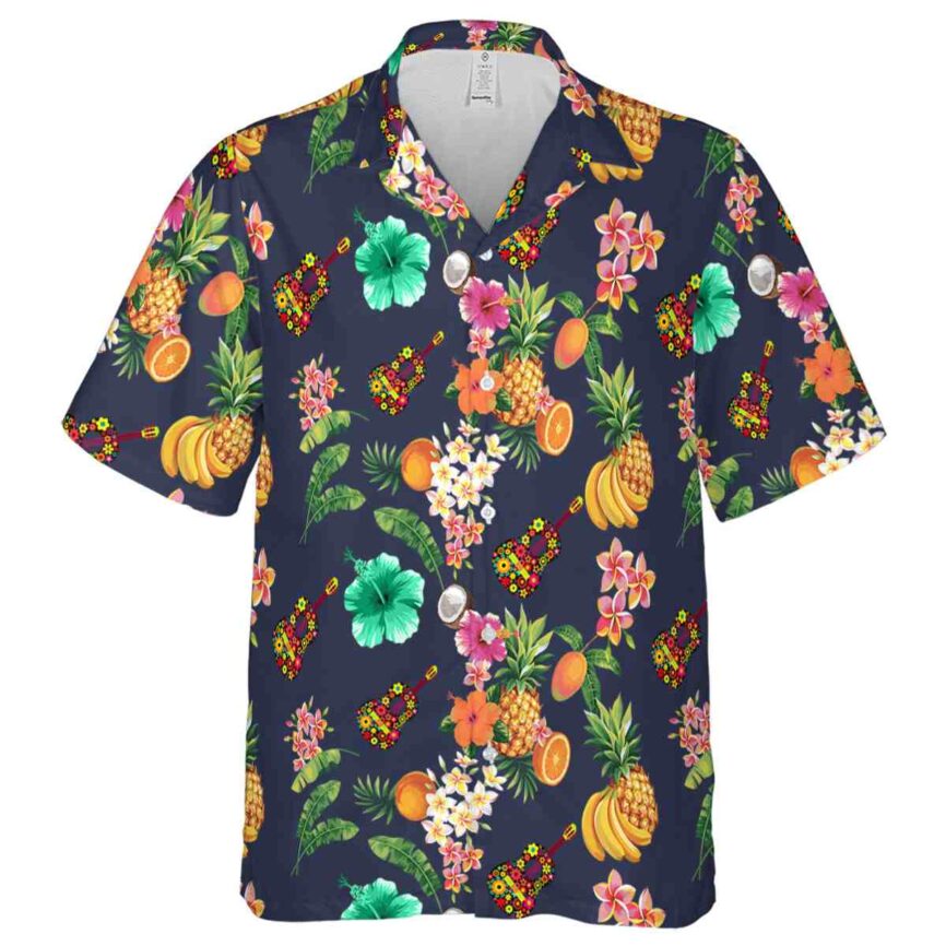 Ukulele Fruit Pattern Hawaiian Shirt Fashion forward