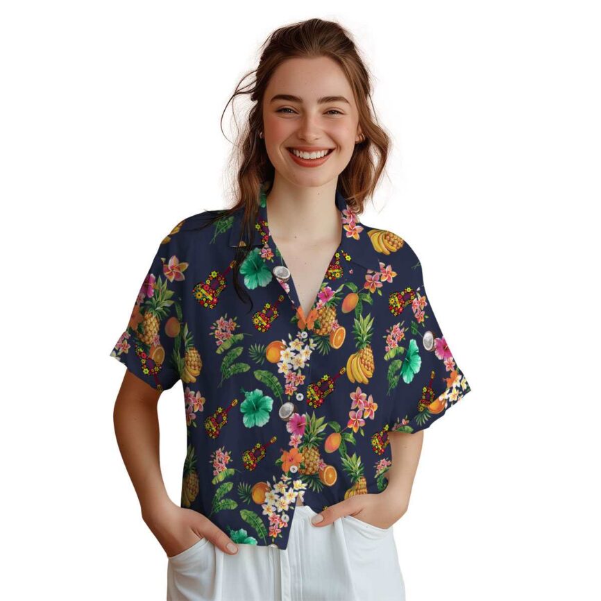 Ukulele Fruit Pattern Hawaiian Shirt Top rated