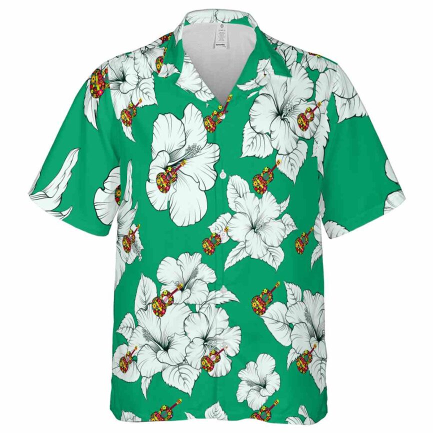Ukulele Hibiscus Flower Hawaiian Shirt Fashion forward
