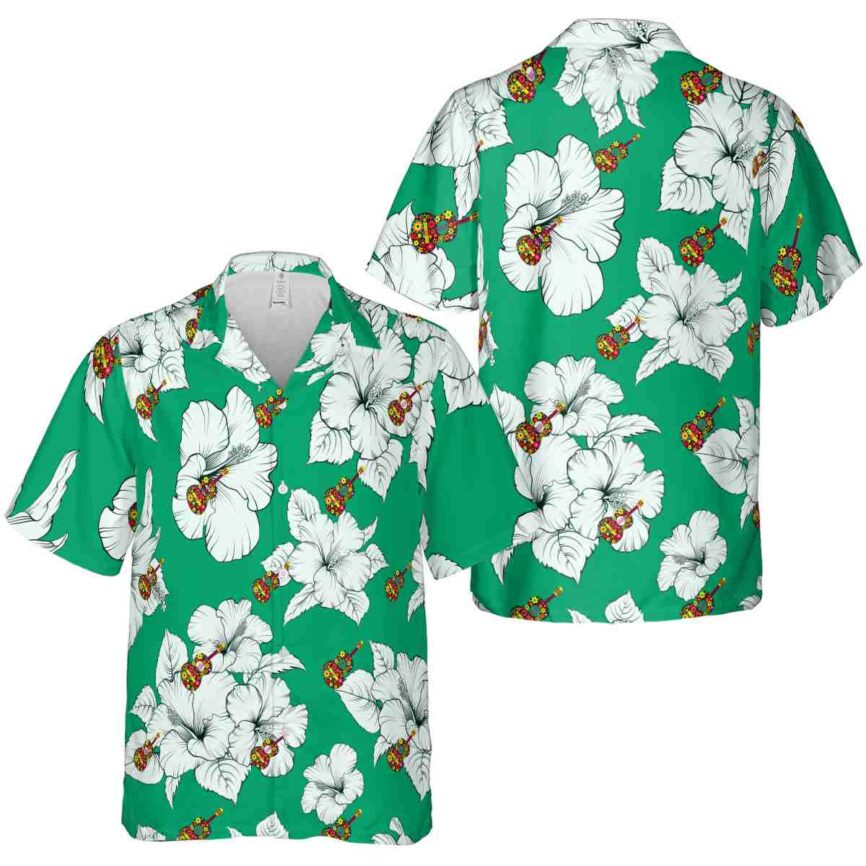Ukulele Hibiscus Flower Hawaiian Shirt Premium grade