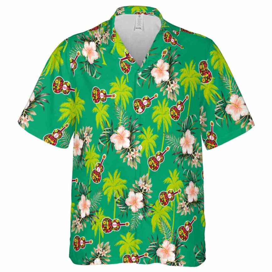 Ukulele Hibiscus Palm Hawaiian Shirt Fashion forward