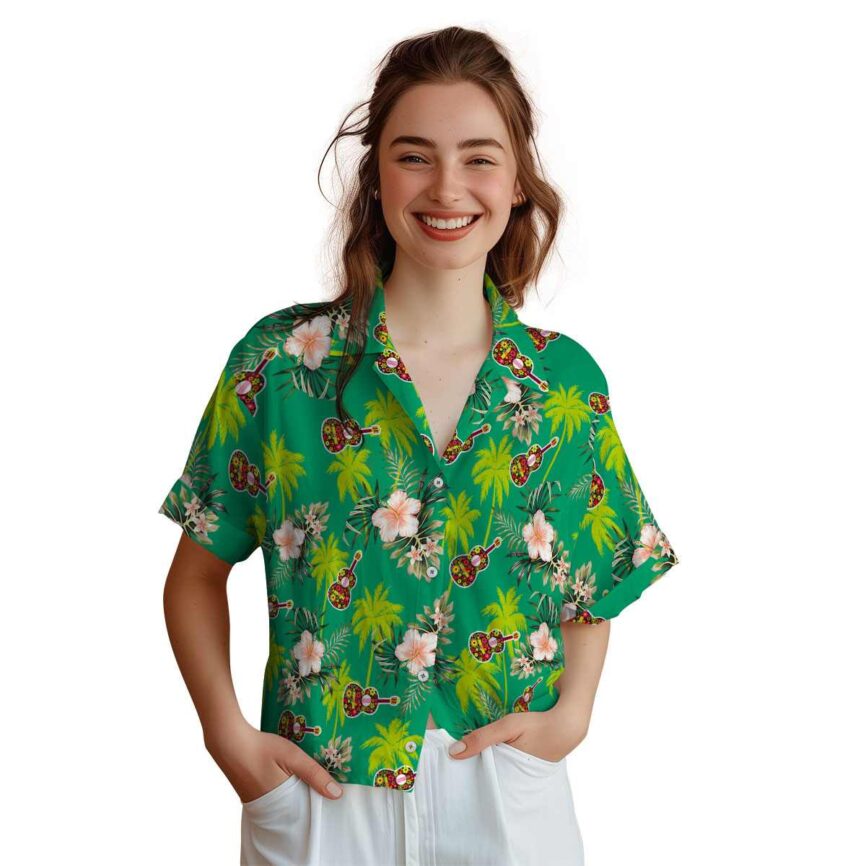 Ukulele Hibiscus Palm Hawaiian Shirt Top rated
