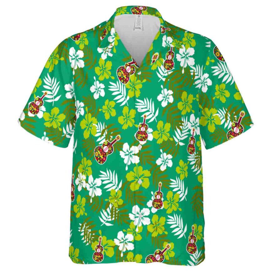 Ukulele Leafy Hibiscus Hawaiian Shirt Fashion forward