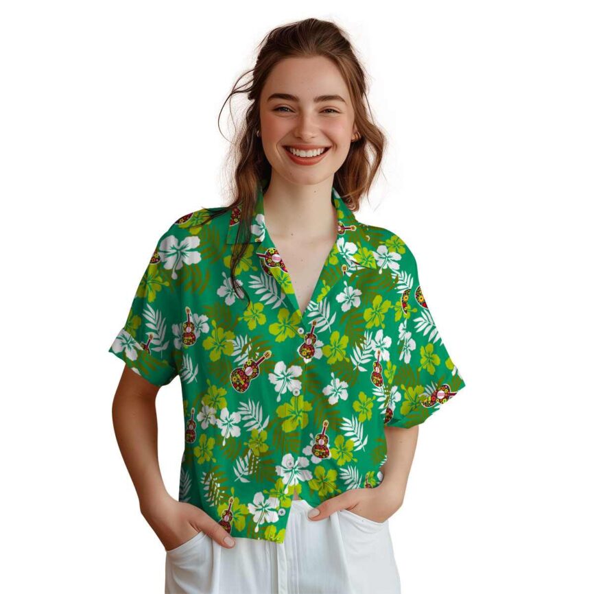 Ukulele Leafy Hibiscus Hawaiian Shirt Top rated
