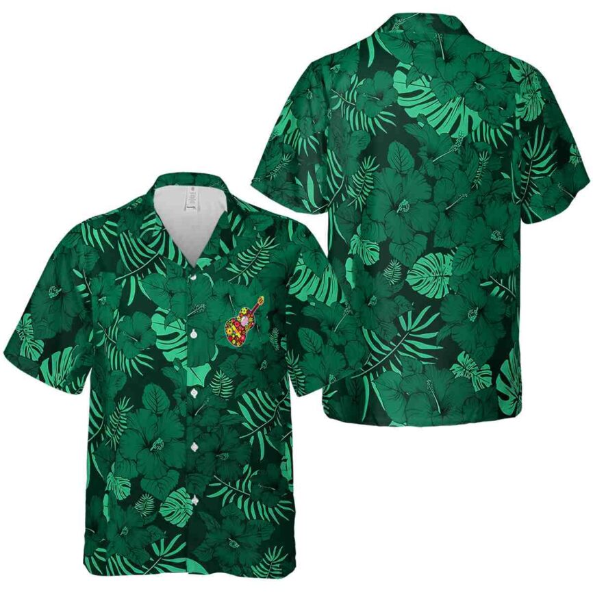Ukulele Monochrome Floral Hawaiian Shirt Premium grade