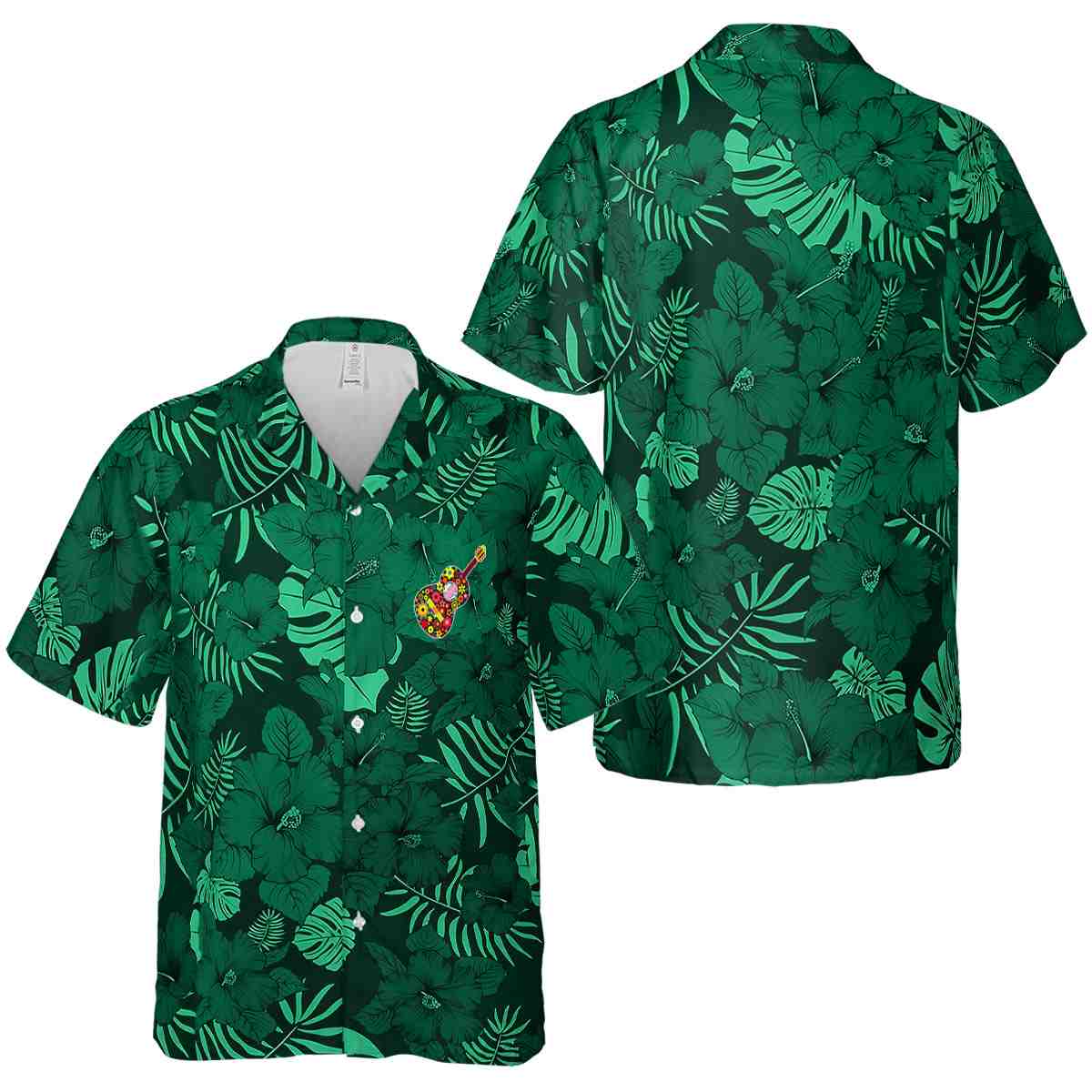 Ukulele Monochrome Floral Hawaiian Shirt Premium grade Ukulele Monochrome Floral Hawaiian Shirt Premium grade