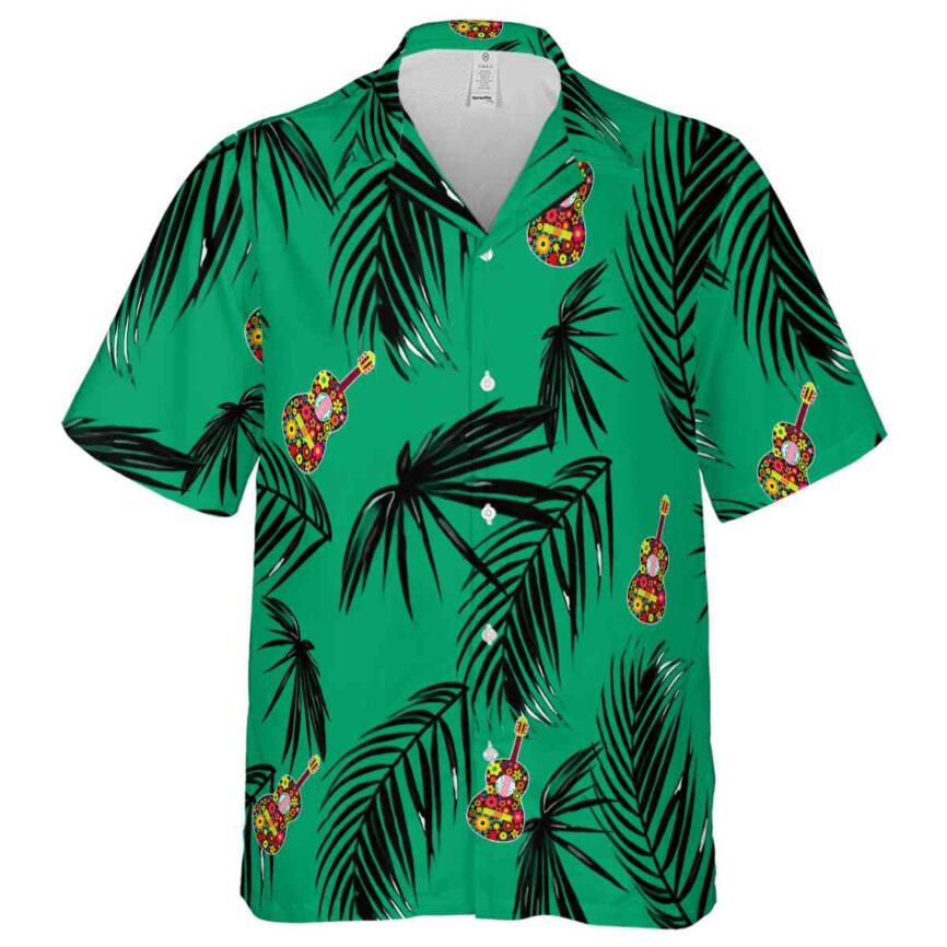 Ukulele Monochrome Palm Hawaiian Shirt Fashion forward