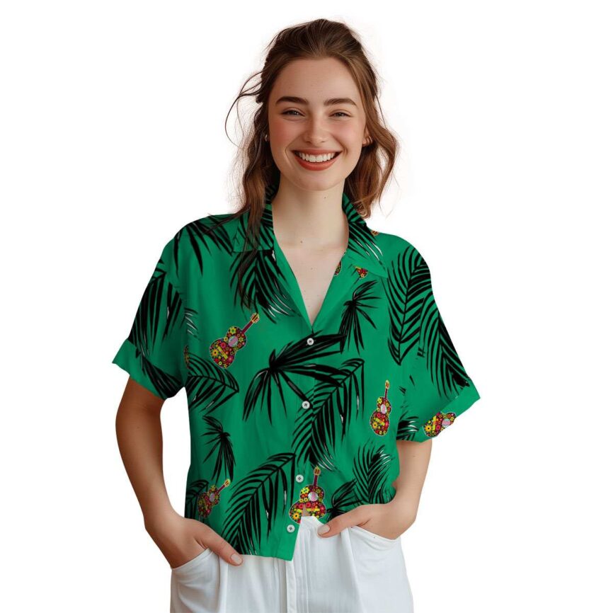 Ukulele Monochrome Palm Hawaiian Shirt Top rated