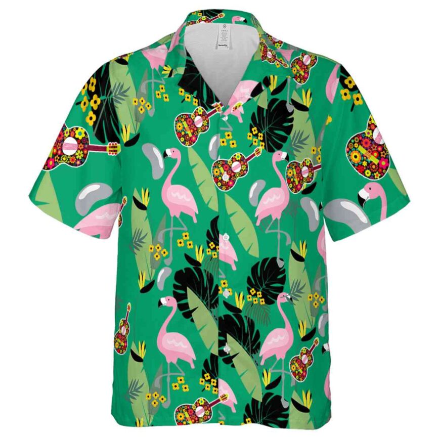 Ukulele Pink Flamingo Hawaiian Shirt Fashion forward