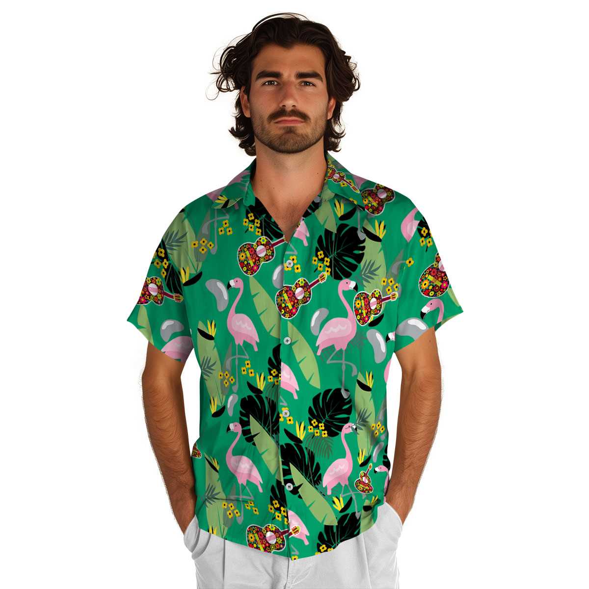 Ukulele Pink Flamingo Hawaiian Shirt New Arrival Ukulele Pink Flamingo Hawaiian Shirt New Arrival