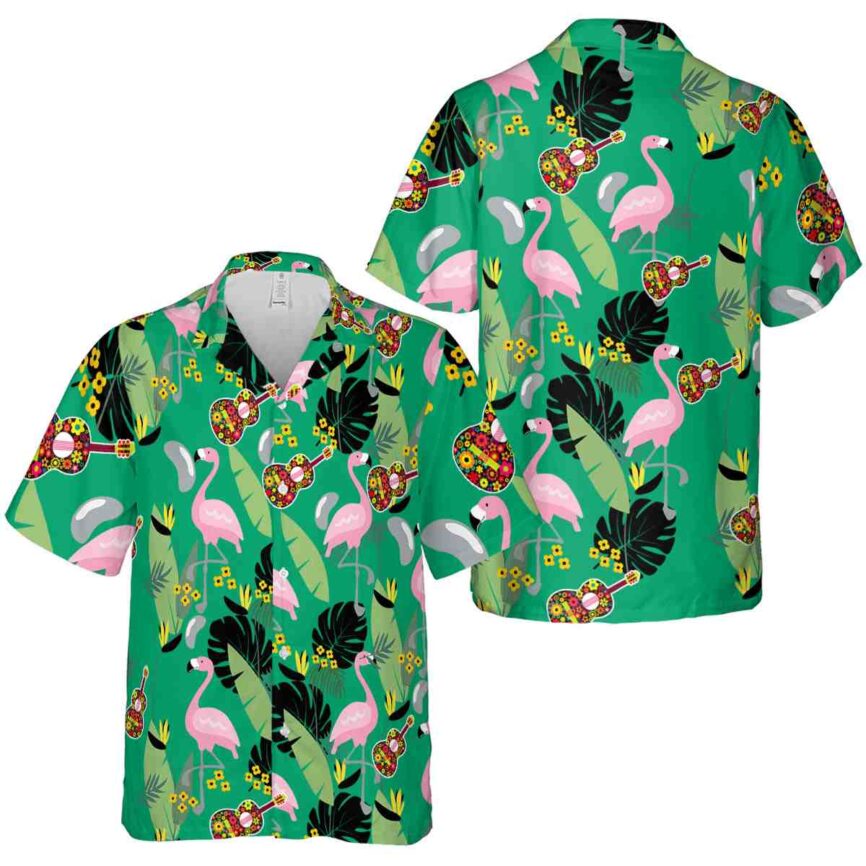 Ukulele Pink Flamingo Hawaiian Shirt Premium grade