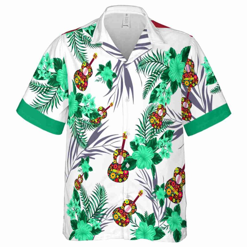 Ukulele US Flag Floral Hawaiian Shirt Fashion forward