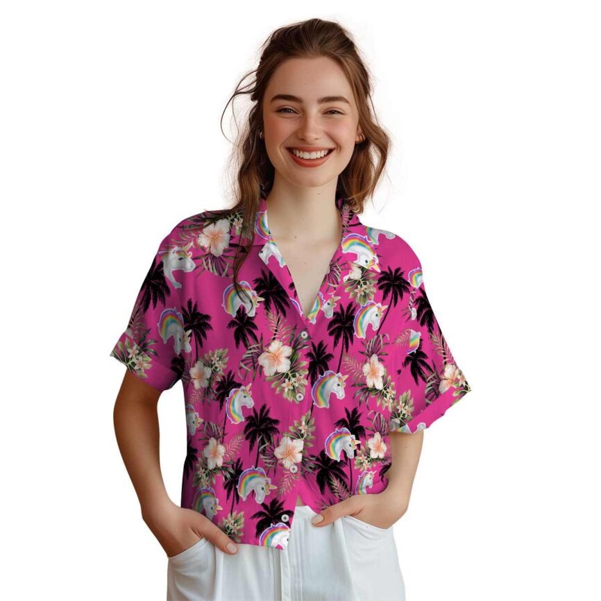 Unicorn Hibiscus Palm Hawaiian Shirt Top rated