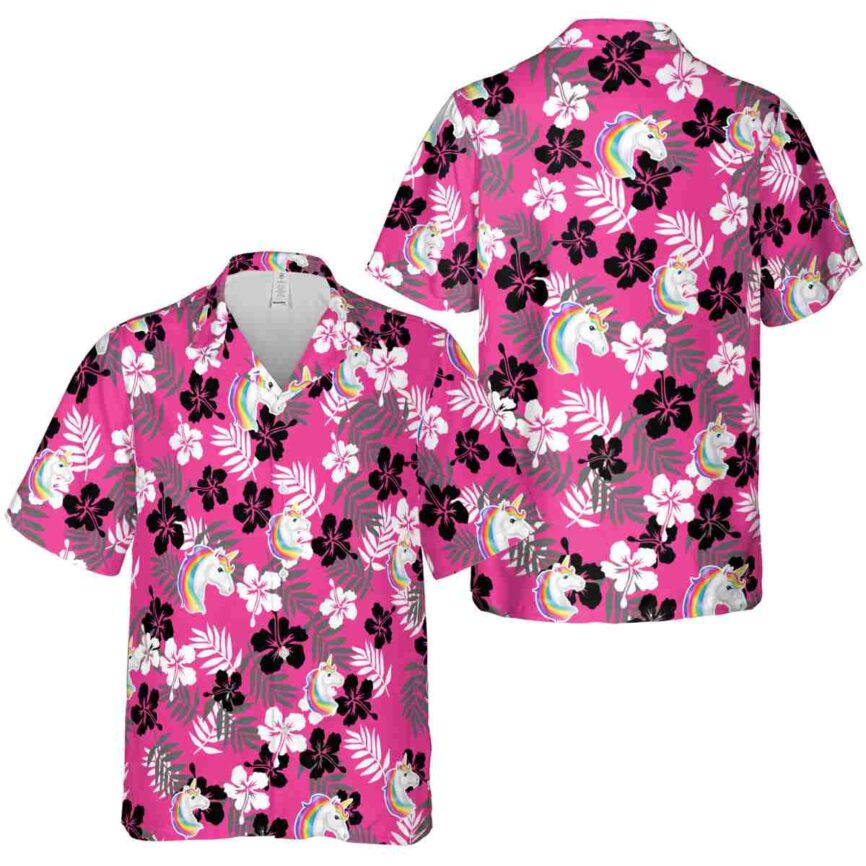 Unicorn Leafy Hibiscus Hawaiian Shirt Premium grade