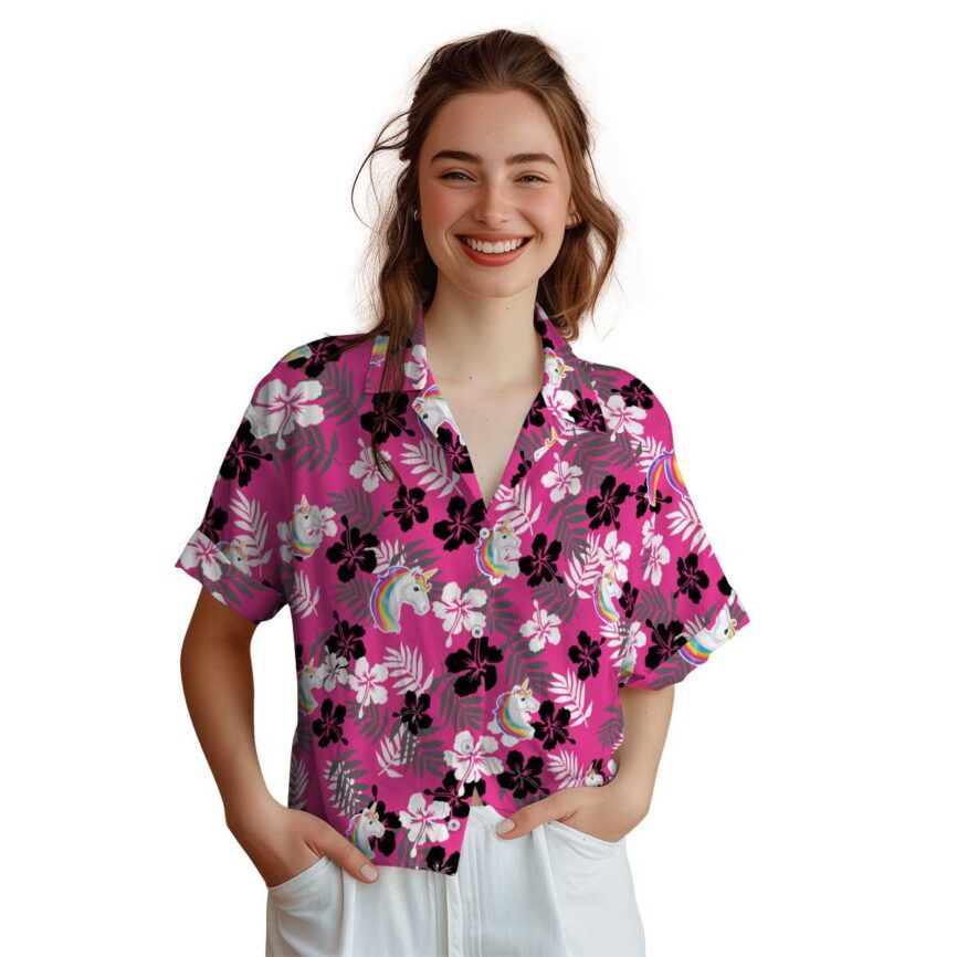 Unicorn Leafy Hibiscus Hawaiian Shirt Top rated