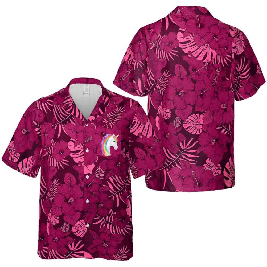 Unicorn Monochrome Floral Hawaiian Shirt Premium grade