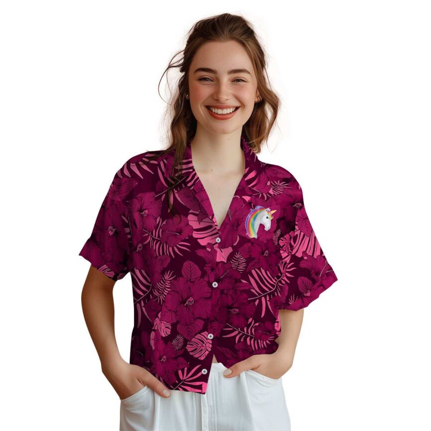 Unicorn Monochrome Floral Hawaiian Shirt Top rated