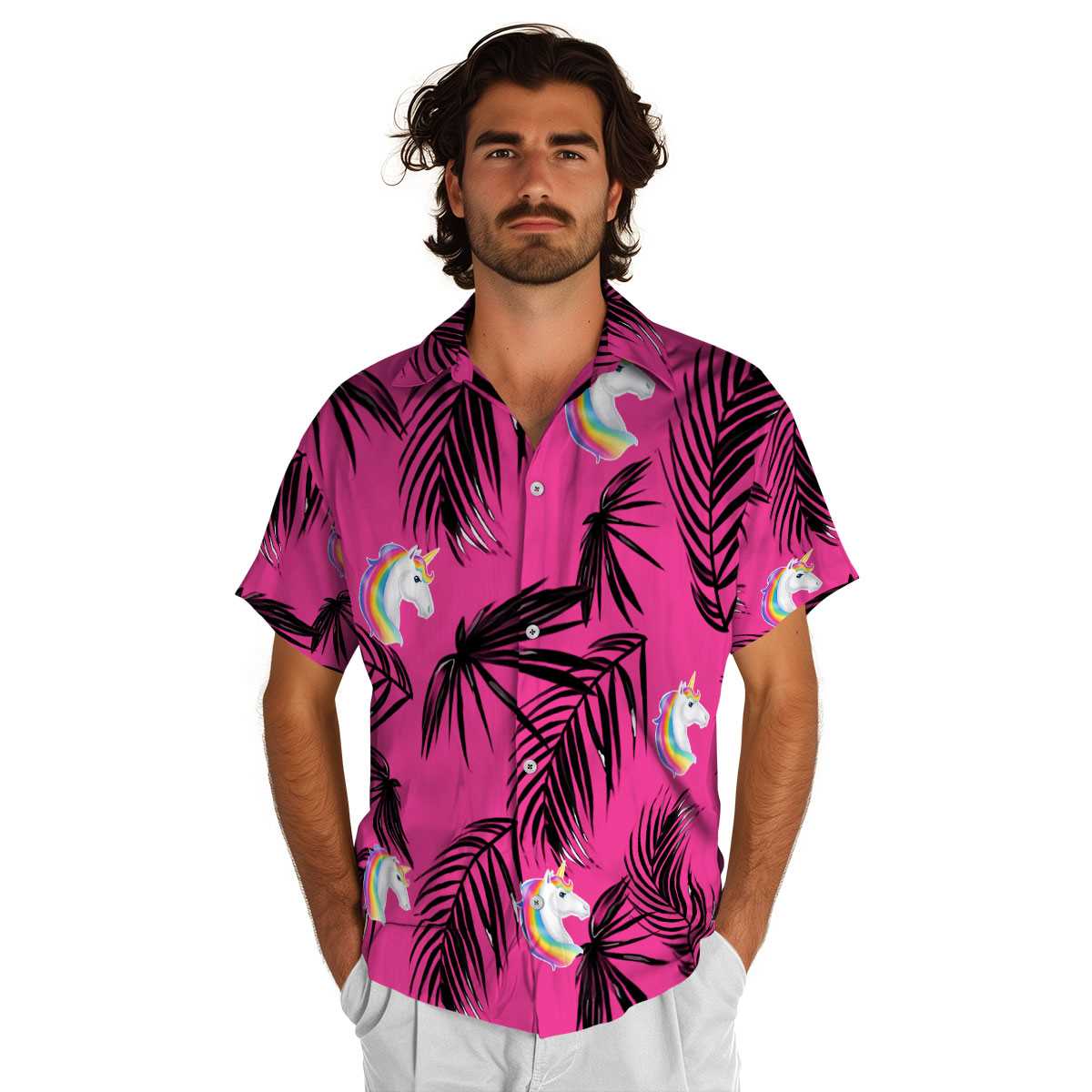 Unicorn Monochrome Palm Hawaiian Shirt New Arrival Unicorn Monochrome Palm Hawaiian Shirt New Arrival
