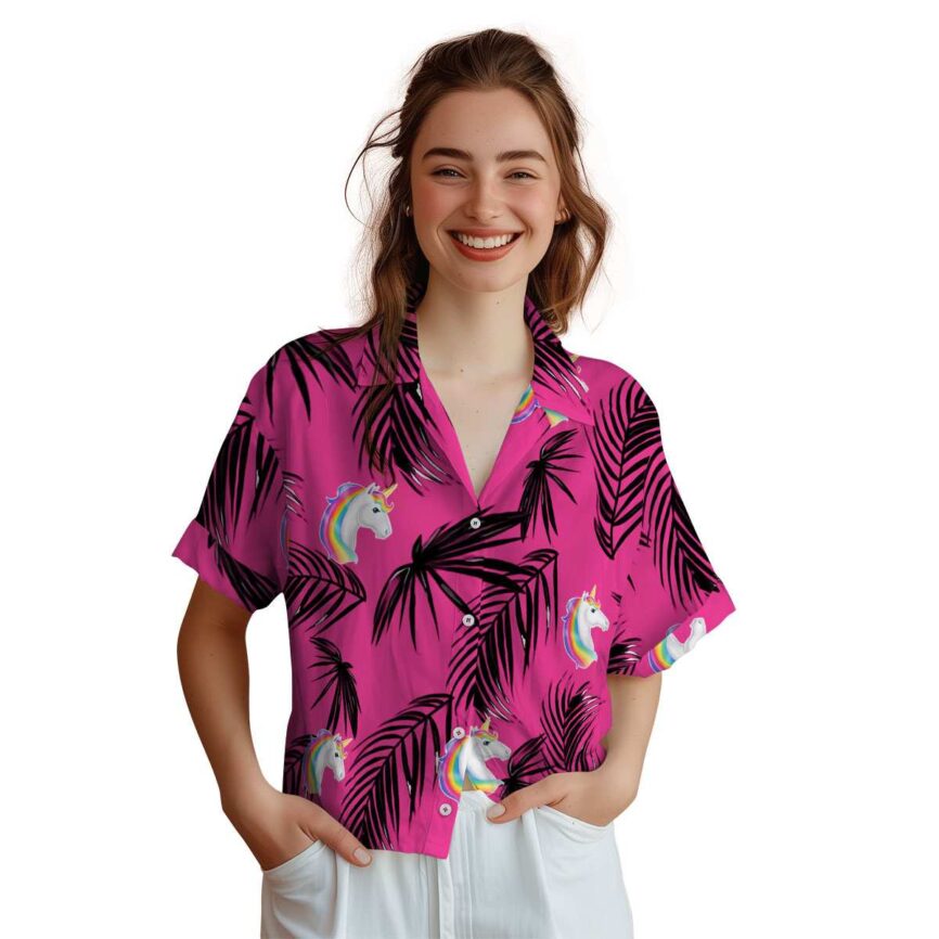 Unicorn Monochrome Palm Hawaiian Shirt Top rated