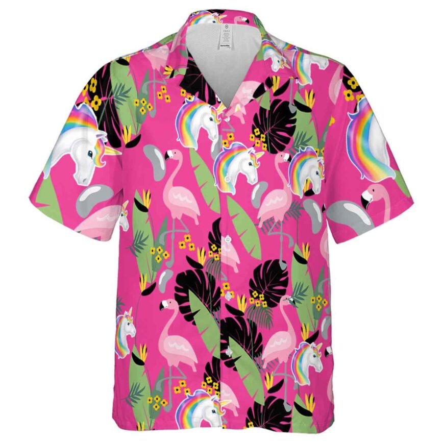 Unicorn Pink Flamingo Hawaiian Shirt Fashion forward