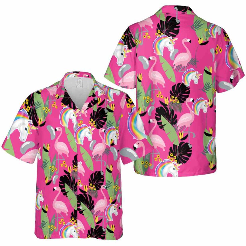 Unicorn Pink Flamingo Hawaiian Shirt Premium grade