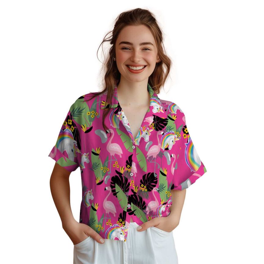 Unicorn Pink Flamingo Hawaiian Shirt Top rated