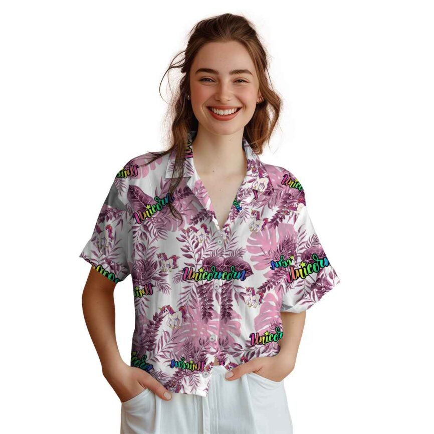 Unicorn Tropical Fronds Hawaiian Shirt Top rated