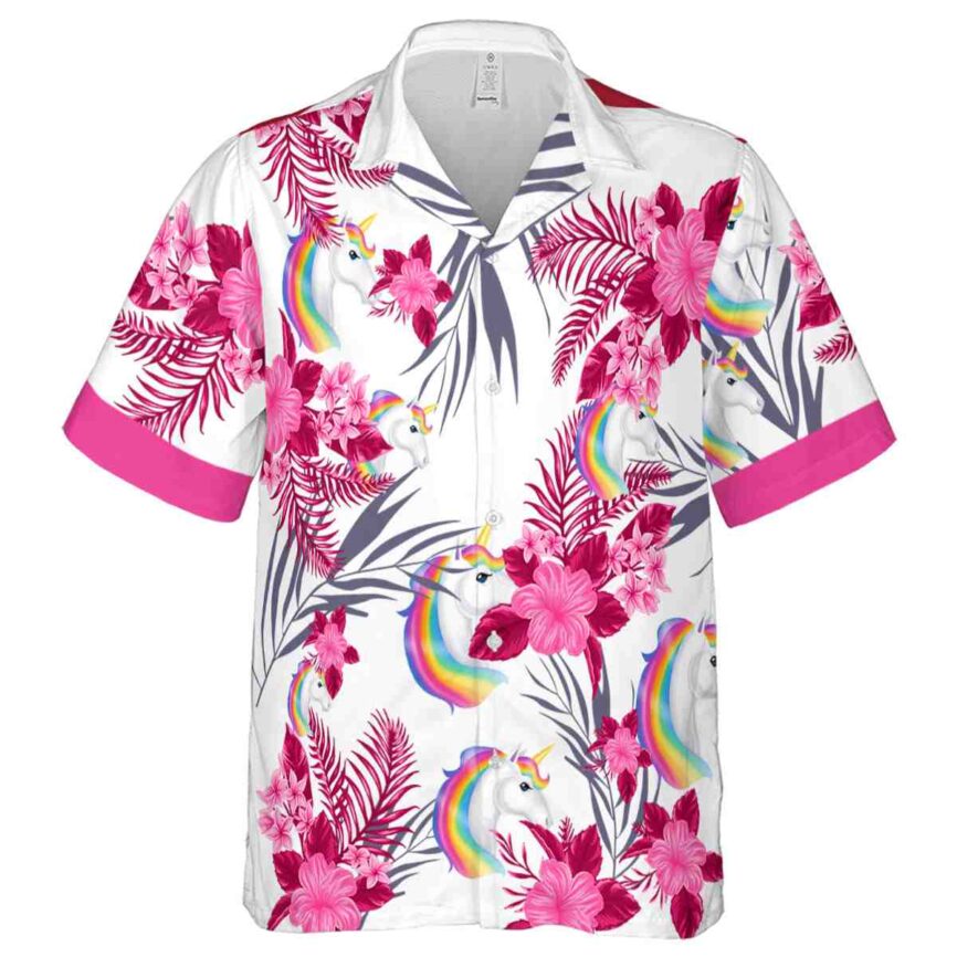 Unicorn US Flag Floral Hawaiian Shirt Fashion forward