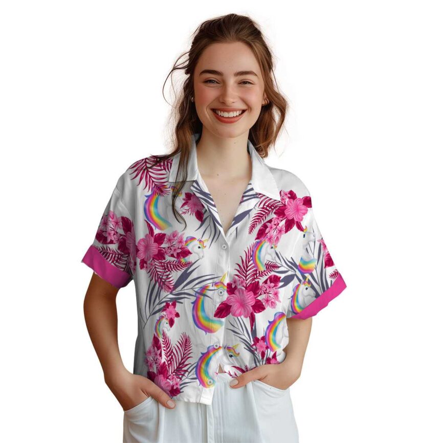 Unicorn US Flag Floral Hawaiian Shirt Top rated