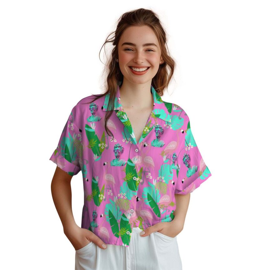 Vaporwave Flamingo Leaf Hawaiian Shirt Top rated