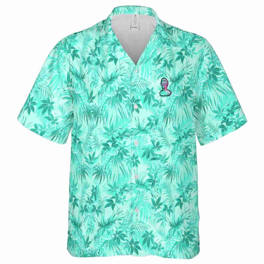 Vaporwave Foliage Print Hawaiian Shirt Fashion forward