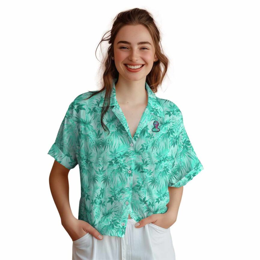 Vaporwave Foliage Print Hawaiian Shirt Top rated