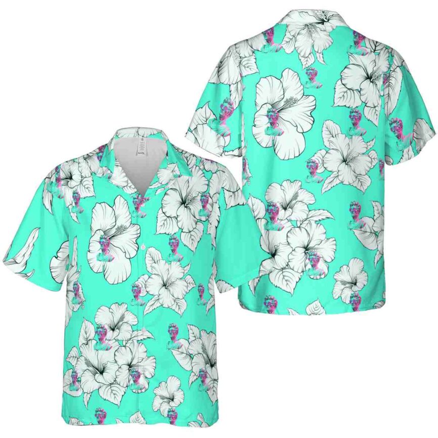 Vaporwave Hibiscus Flower Hawaiian Shirt Premium grade