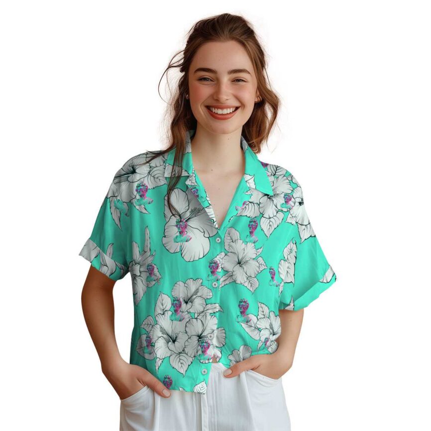Vaporwave Hibiscus Flower Hawaiian Shirt Top rated