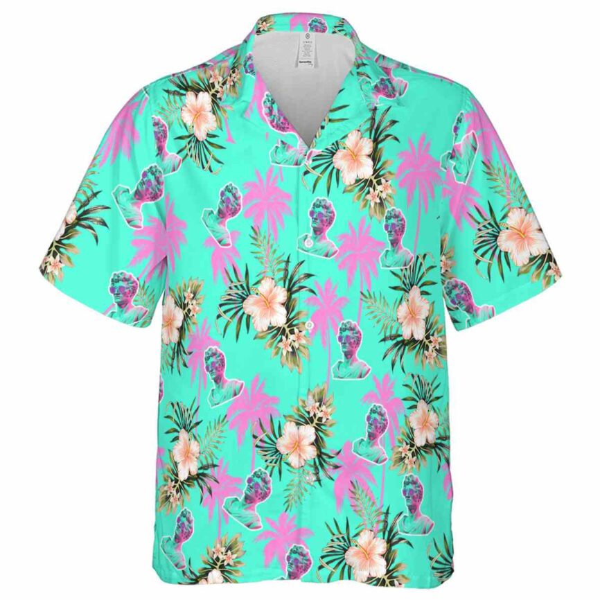 Vaporwave Hibiscus Palm Hawaiian Shirt Fashion forward