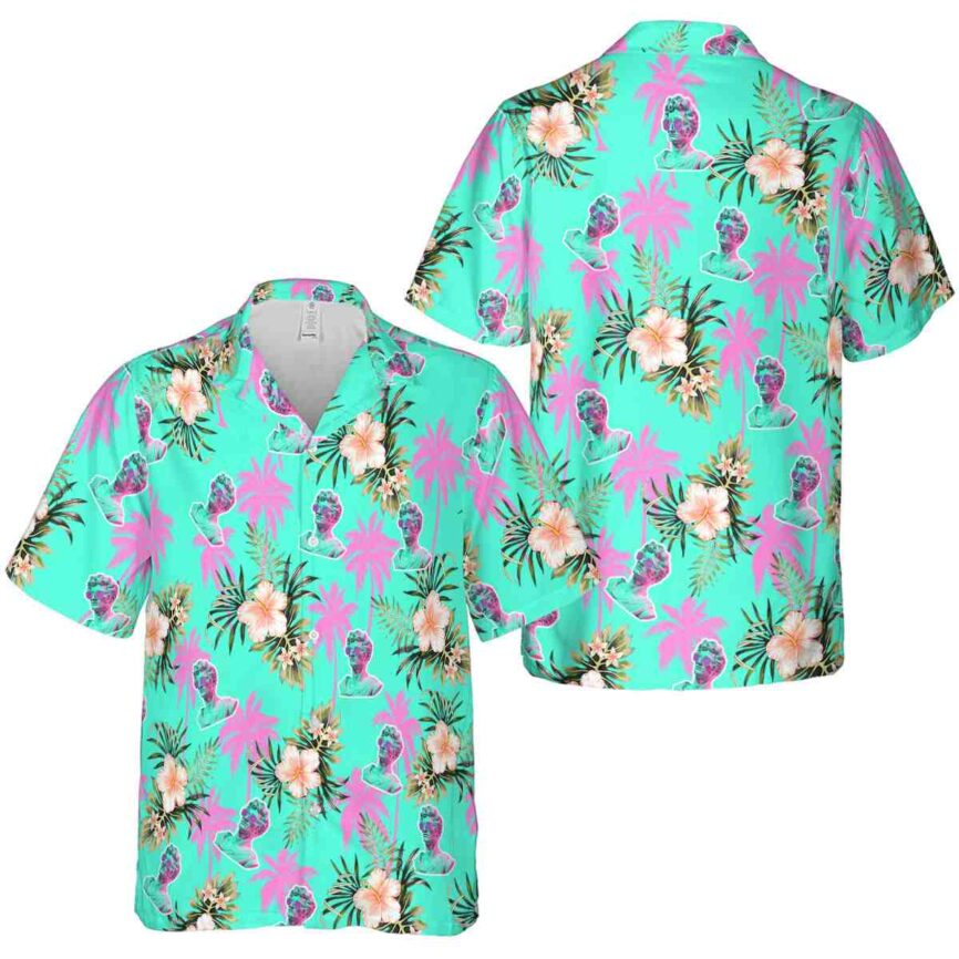 Vaporwave Hibiscus Palm Hawaiian Shirt Premium grade