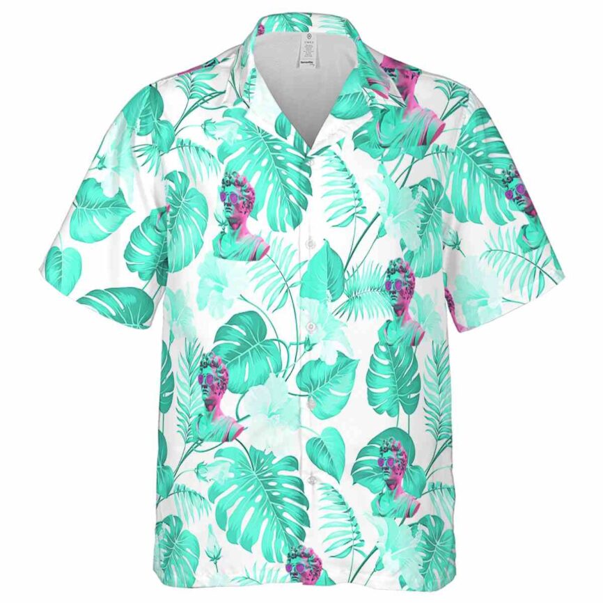 Vaporwave Leaf Pattern Hawaiian Shirt Fashion forward