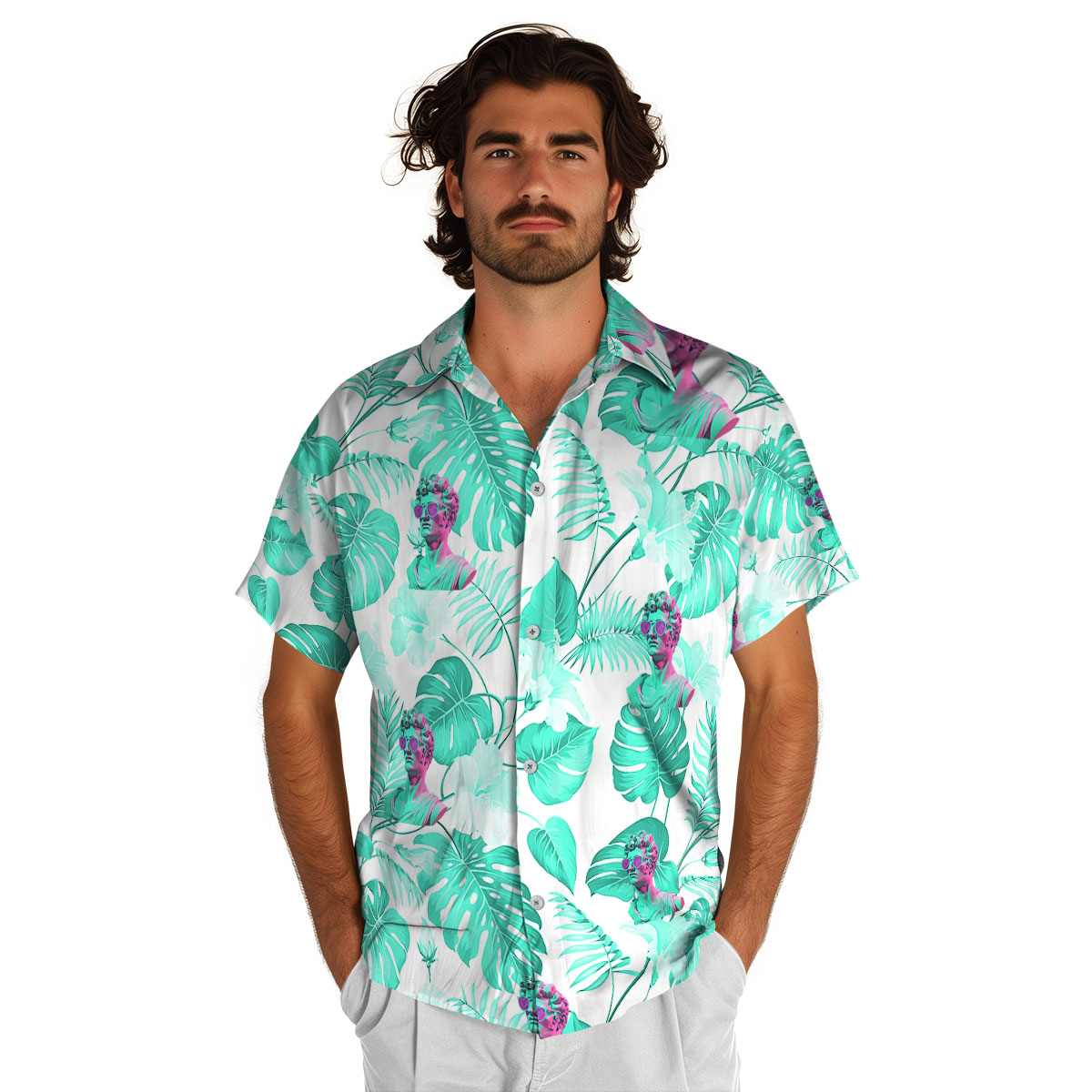 Vaporwave Leaf Pattern Hawaiian Shirt New Arrival Vaporwave Leaf Pattern Hawaiian Shirt New Arrival