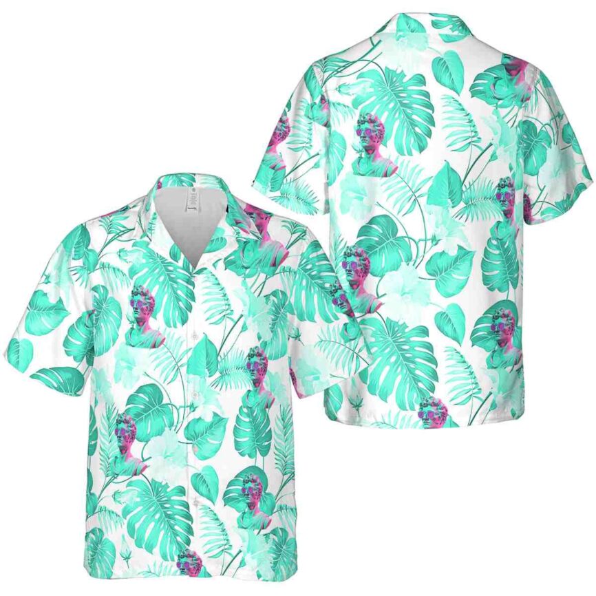 Vaporwave Leaf Pattern Hawaiian Shirt Premium grade