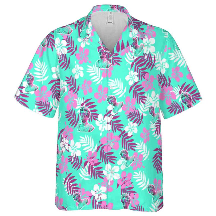 Vaporwave Leafy Hibiscus Hawaiian Shirt Fashion forward
