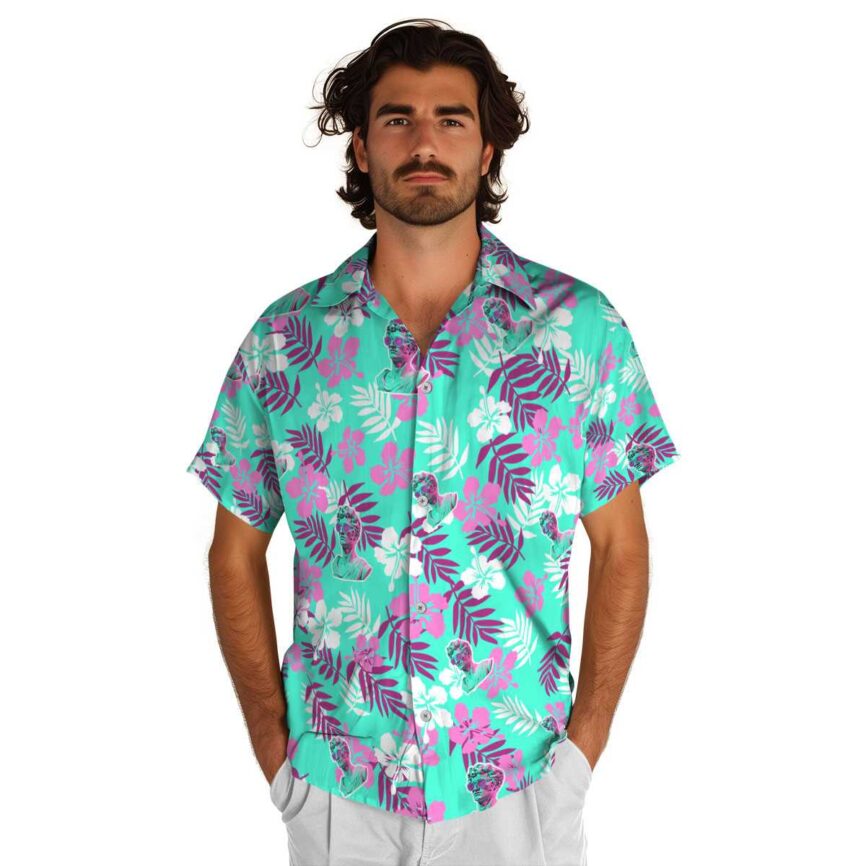 Vaporwave Leafy Hibiscus Hawaiian Shirt New Arrival