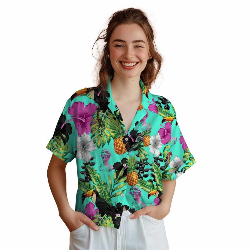 Vaporwave Leafy Toucan Hawaiian Shirt Top rated