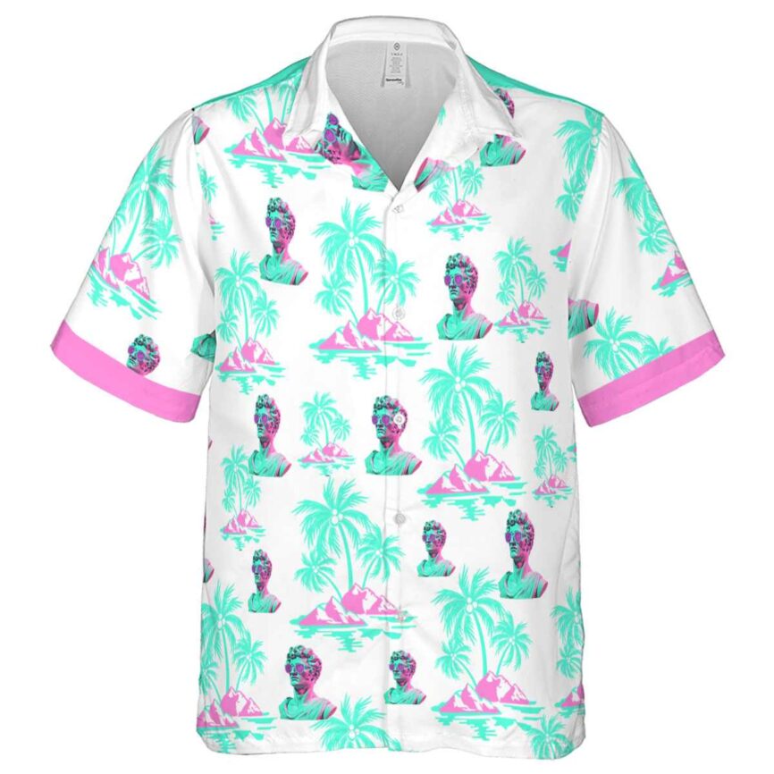 Vaporwave Palm Island Graphic Hawaiian Shirt Fashion forward