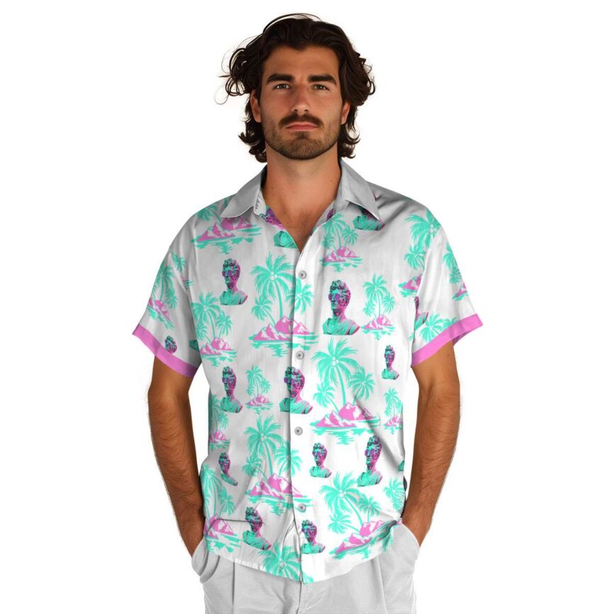 Vaporwave Palm Island Graphic Hawaiian Shirt New Arrival